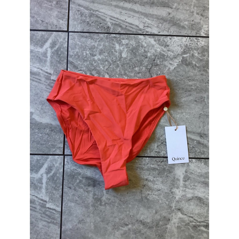 Quince Women Coral Orange High Waisted Bikini Bottom Swim XS ATG001 NWT